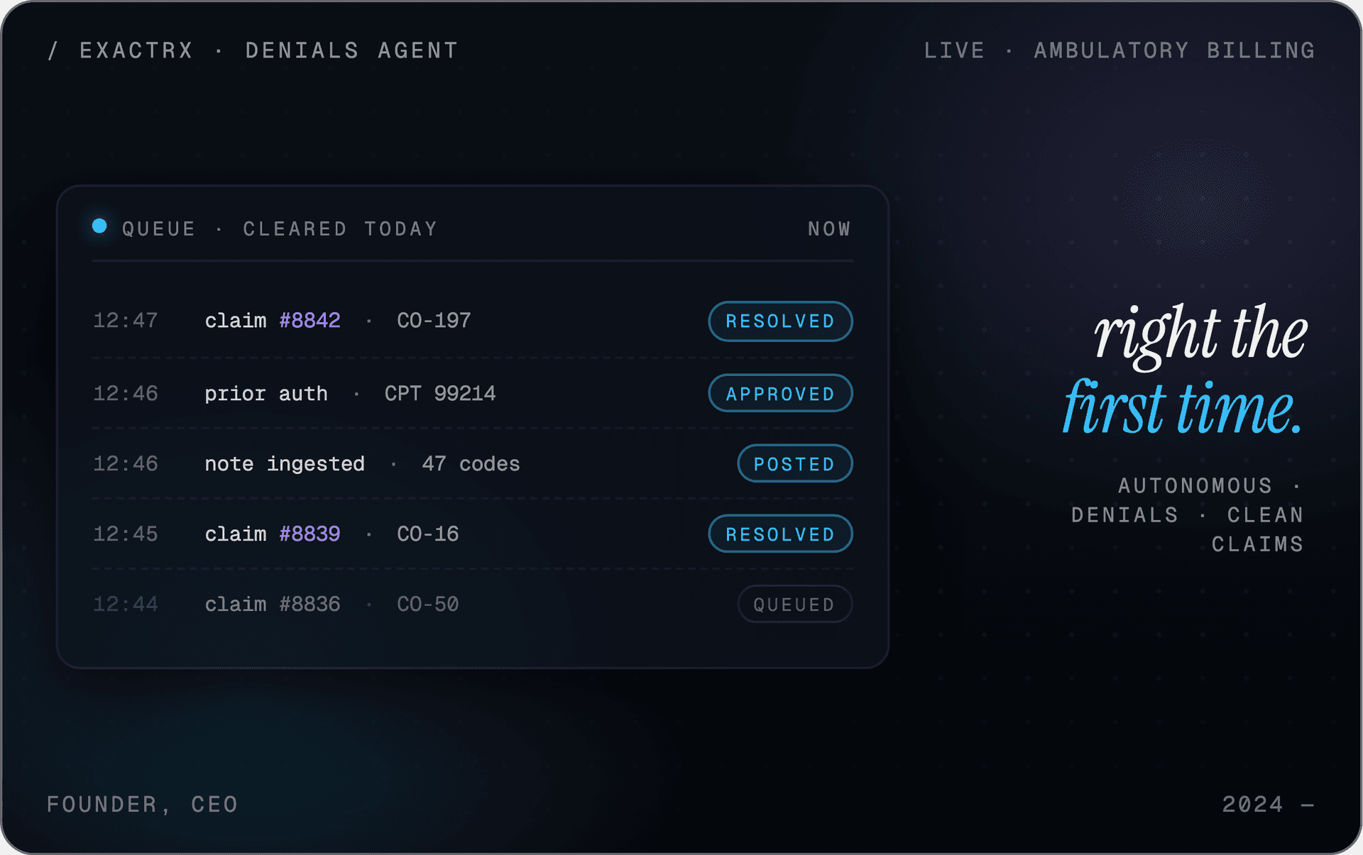 Exactrx denials agent activity feed